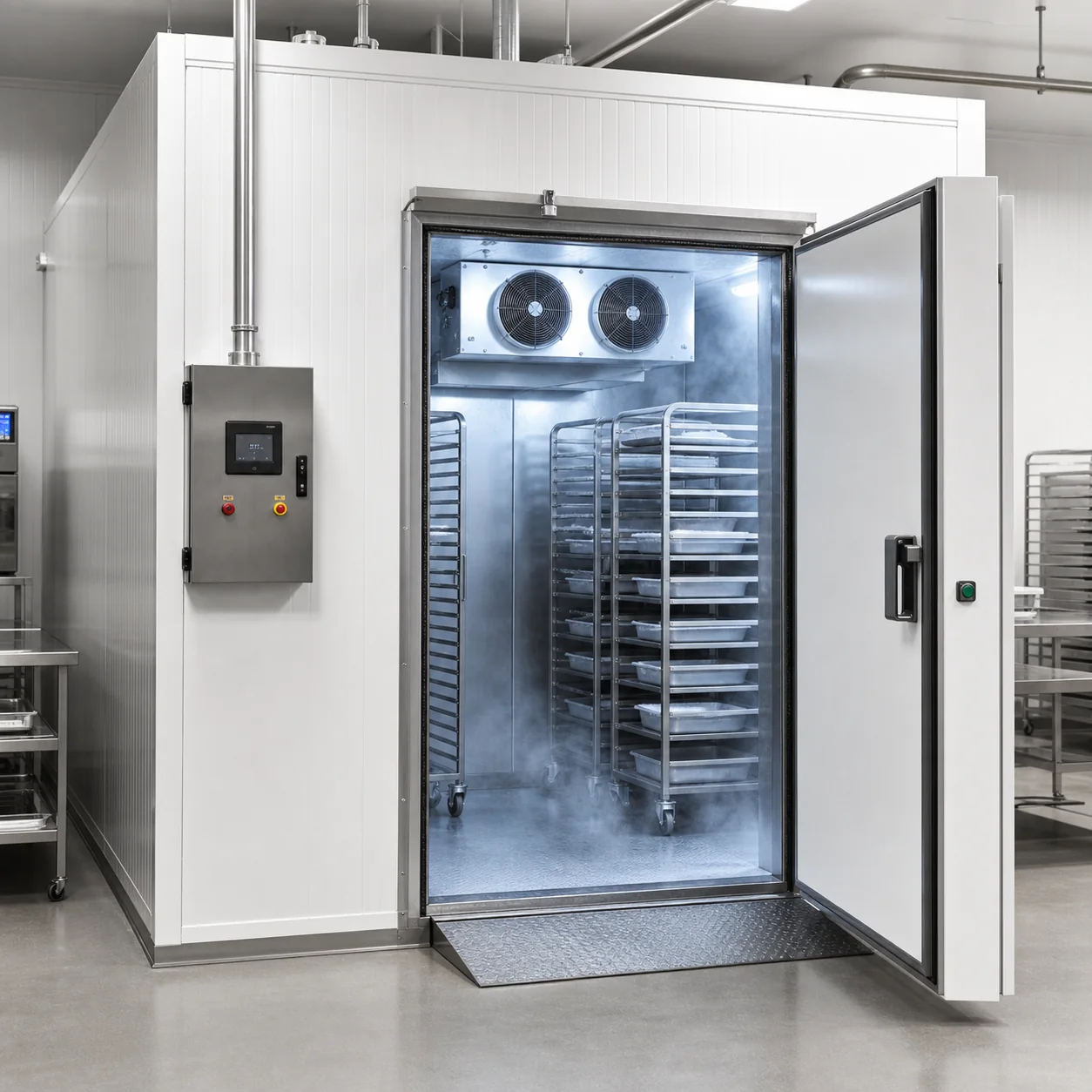 blast freezer room for seafood and food processing