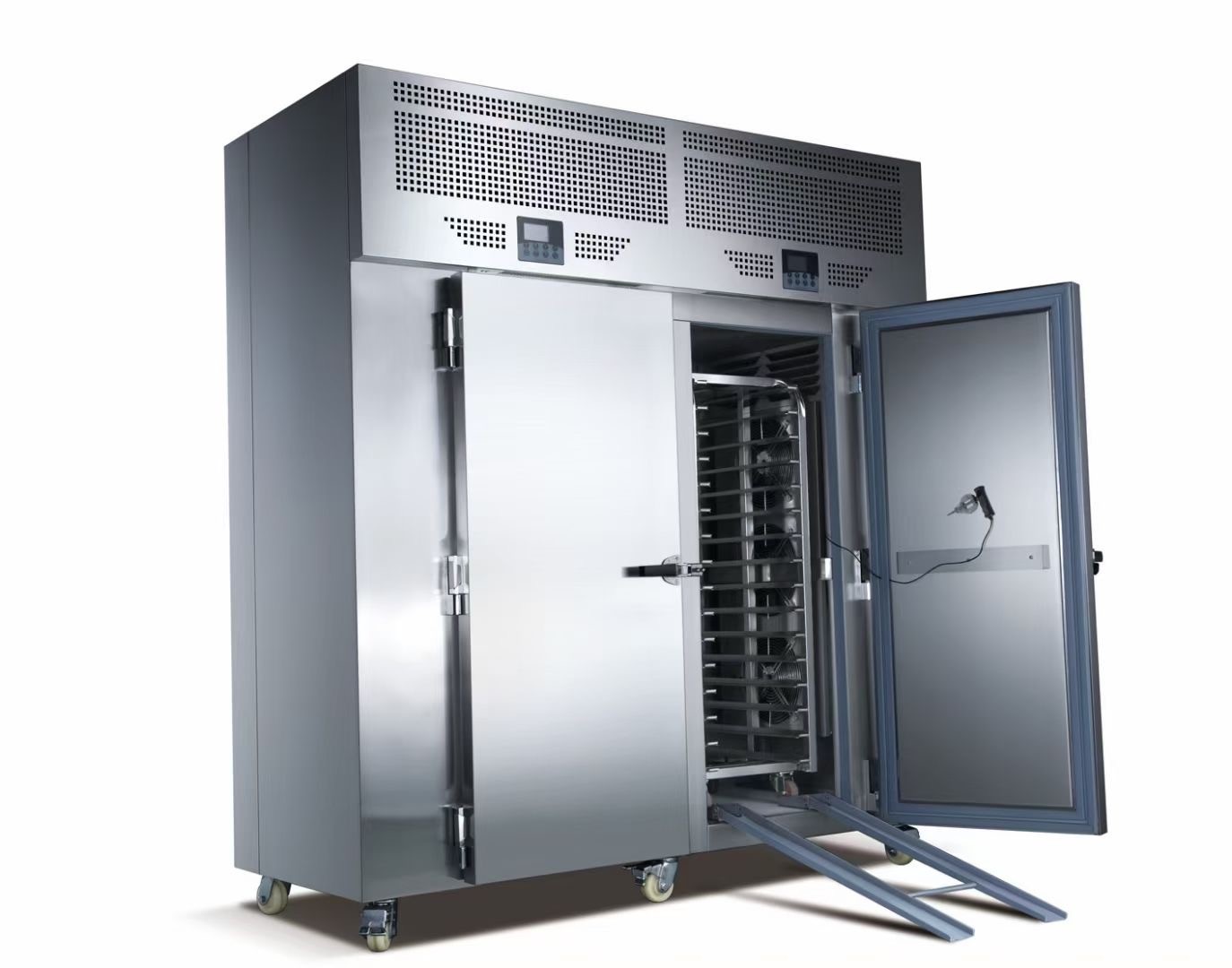 stainless steel blast chiller cabinet with rolling rack trolley