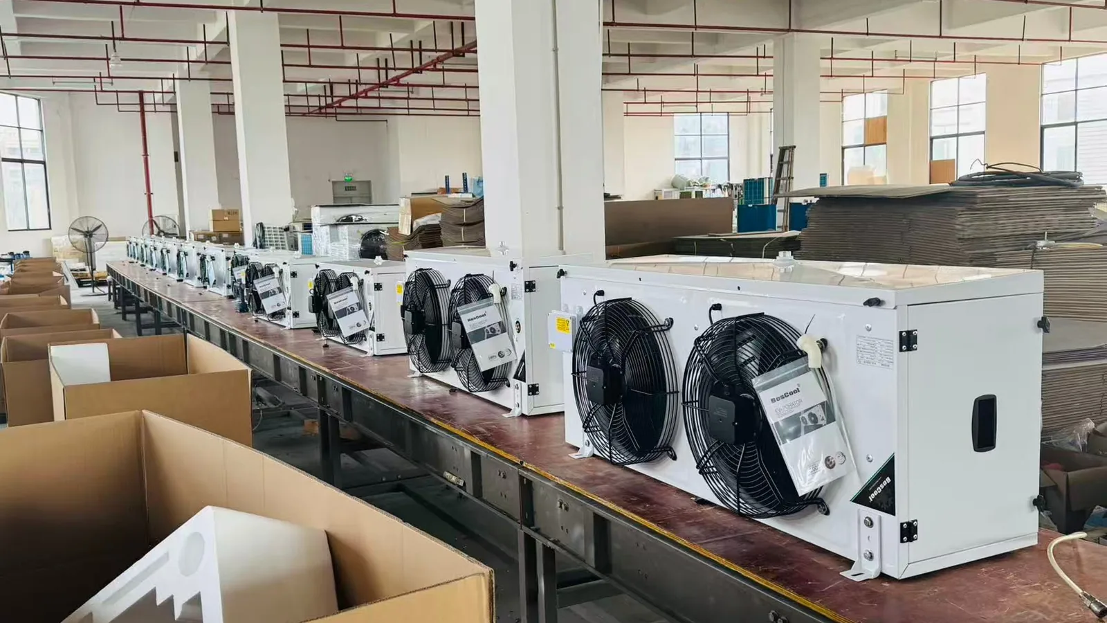 BesCool evaporator units on the factory assembly line